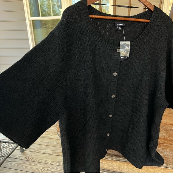 Torrid Vegan Cashmere Crew Cardigan Black Button Up Sweater Sz 4X NWT - Picture 12 of 13